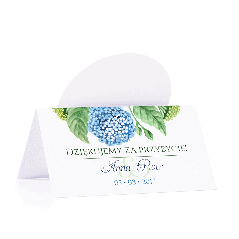 Winietka weselna motyw kwiatowy hortensja personalizacja