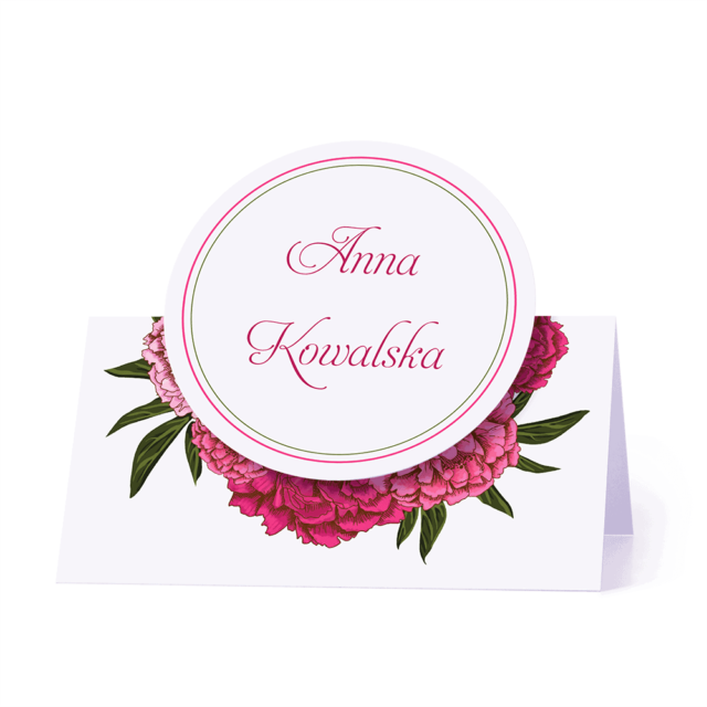 Winietka weselna motyw kwiatowy piwonie różowe personalizacja