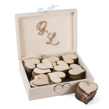 Księga gości szkatułka z sercami na wpisy pamiątkowe drewniana personalizacja