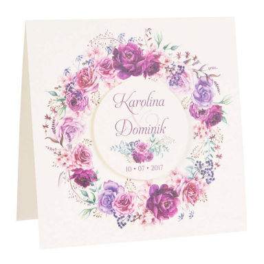 zaproszenia ślubne z kwiatami bez wstążki