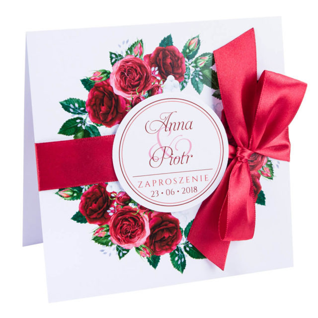 kwiatowe modne zaproszenie na ślub i wesele dla gości róże