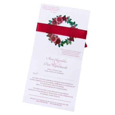 kwiatowe modne zaproszenie na ślub i wesele dla gości róże