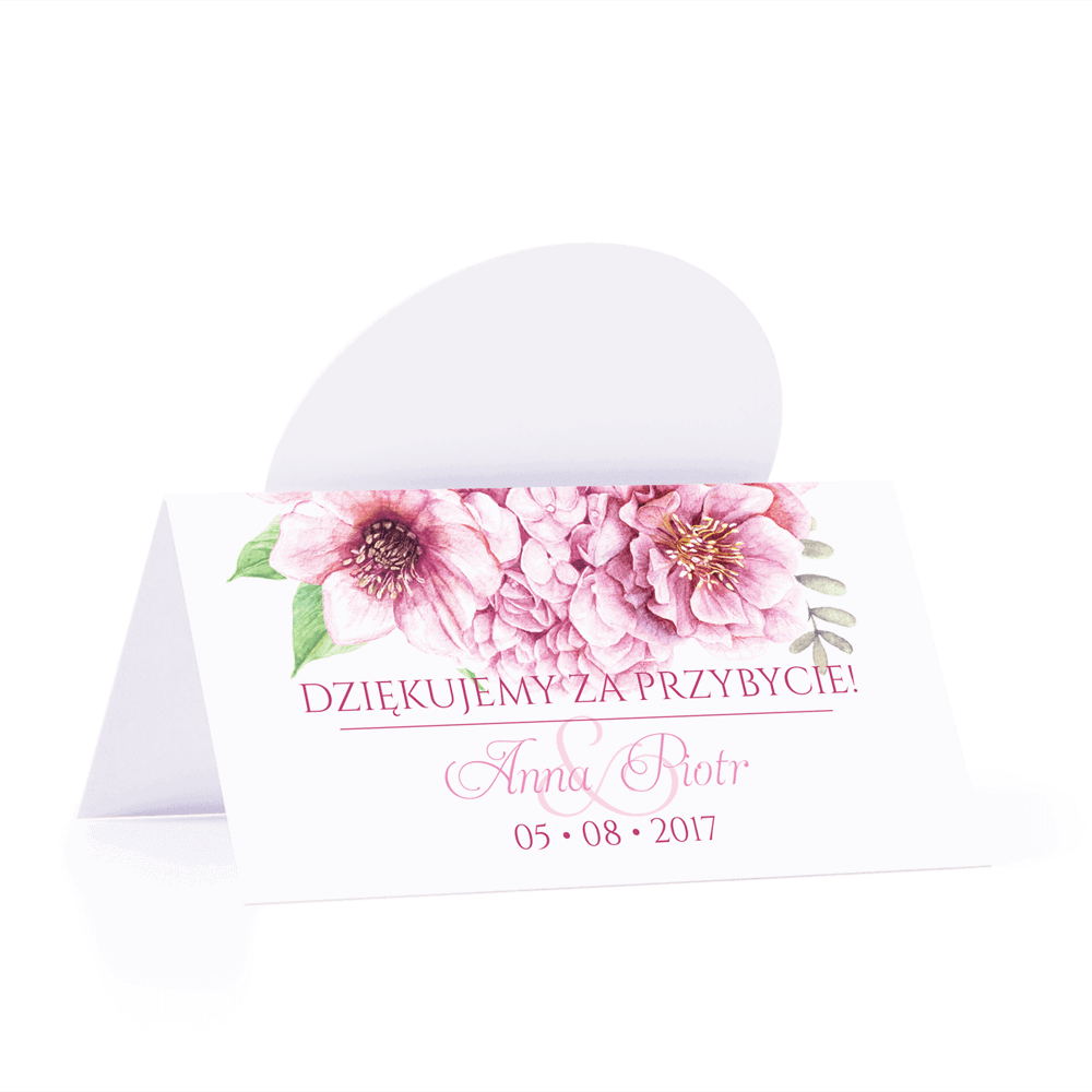 Winietka weselna motyw kwiatowy różowy personalizacja