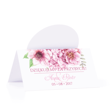 Winietka weselna motyw kwiatowy różowy personalizacja