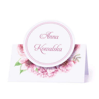 Winietka weselna motyw kwiatowy różowy personalizacja