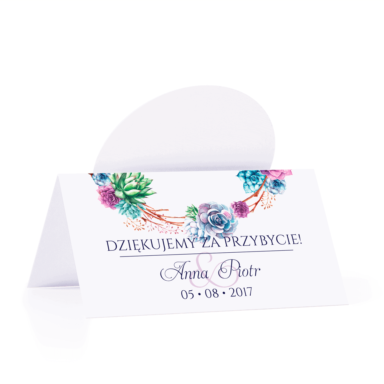 Winietka weselna motyw kwiatowy sukulenty personalizacja