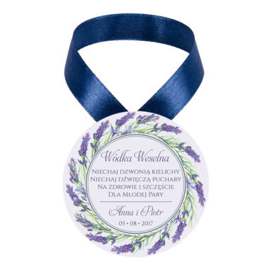 Zawieszka ozdoba na alkohol weselny na stół kwiaty