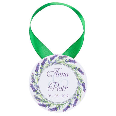 Zawieszka ozdoba na alkohol weselny na stół kwiaty