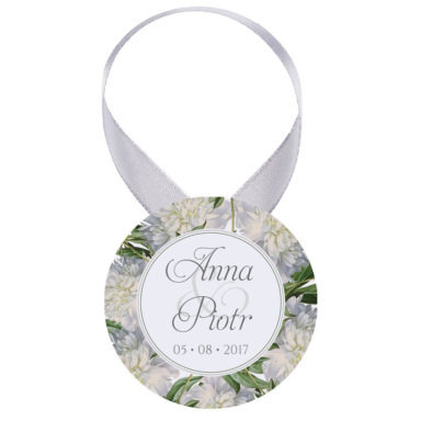 Zawieszka ozdoba na alkohol weselny na stół kwiaty