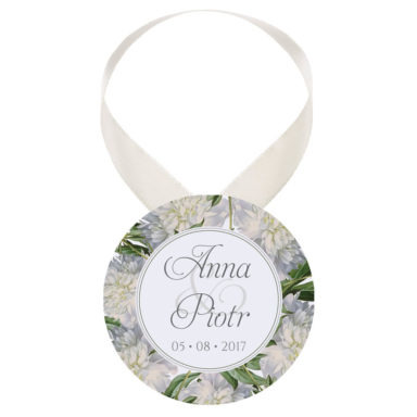 Zawieszka ozdoba na alkohol weselny na stół kwiaty