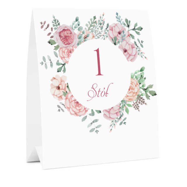 Numer informacja oznaczenie na stół weselny kwiaty