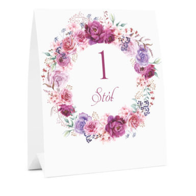 Numer informacja oznaczenie na stół weselny kwiaty