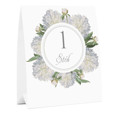 Numer informacja oznaczenie na stół weselny kwiaty