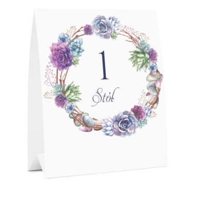 Numer informacja oznaczenie na stół weselny kwiaty