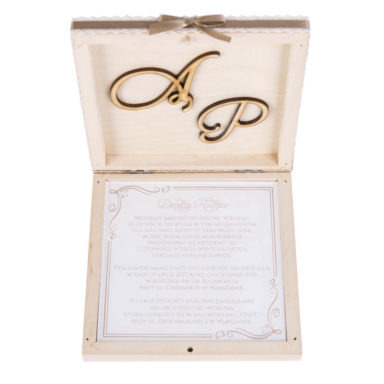 Drewniane eleganckie zaproszenie ślubne dla rodziców świadków pamiątka