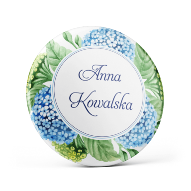 Metalowa przypinka oznaczenie podziękowanie dla gości z agrafką modny wzór kwiatowy