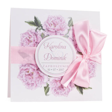 Zaproszenia ślubne modna grafika kwiatów piwonie