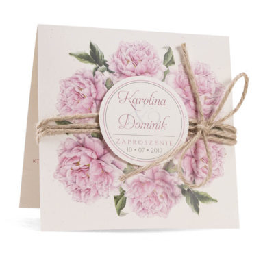 Zaproszenia ślubne modna grafika kwiatów piwonie