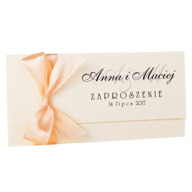 Eleganckie proste zaproszenie ślubne z kokardką kolory