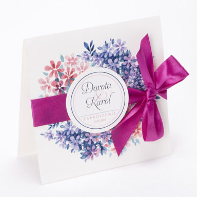 Zaproszenie ślubne modna grafika kwiatowa kolory