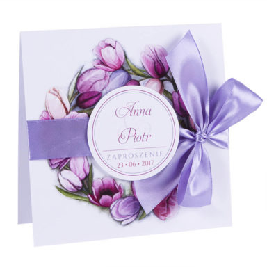Modne kolorowe zaproszenia ślubne kwiaty tulipany
