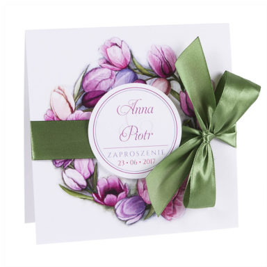 Modne kolorowe zaproszenia ślubne kwiaty tulipany