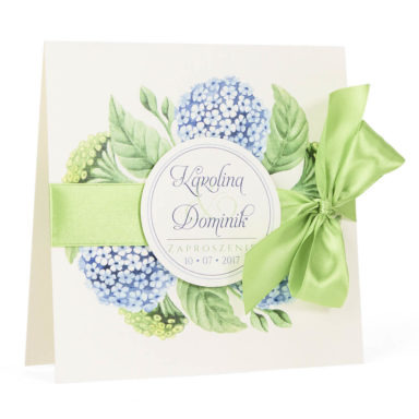 Zaproszenia ślubne kolorowe modne kwiaty hortensja