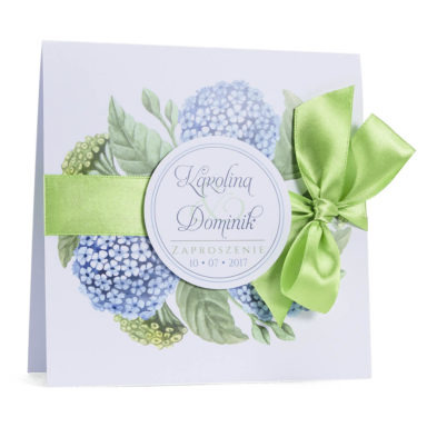 Zaproszenia ślubne kolorowe modne kwiaty hortensja