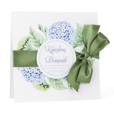 Zaproszenia ślubne kolorowe modne kwiaty hortensja