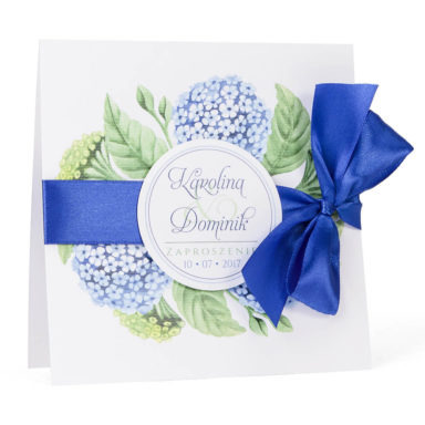Zaproszenia ślubne kolorowe modne kwiaty hortensja