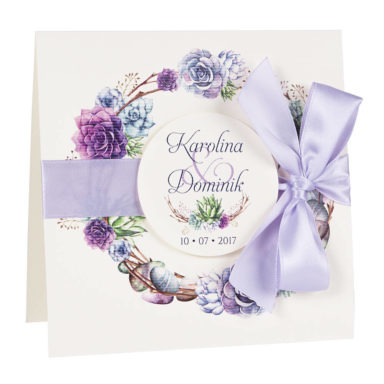 Zaproszenia ślubne modna grafika kwiatów sukulenty