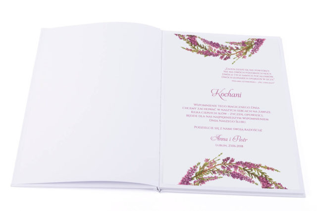 Księga gości na wpisy weselne papierowa książka a4 twarda okładka kwiaty