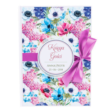Księga gości na wpisy weselne papierowa książka a4 twarda okładka kwiaty