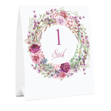 Numer oznaczenie stołu informacja kwiaty