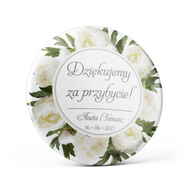 Metalowa okrągła przypinka dla gości agrafka