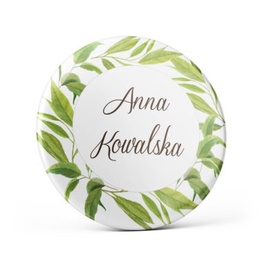 Metalowa okrągła przypinka dla gości agrafka motyw kwiatowy