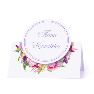 Winietka weselna motyw kwiatowy irysy personalizacja