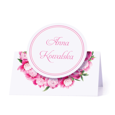 Winietka weselna motyw kwiatowy piwonie personalizacja