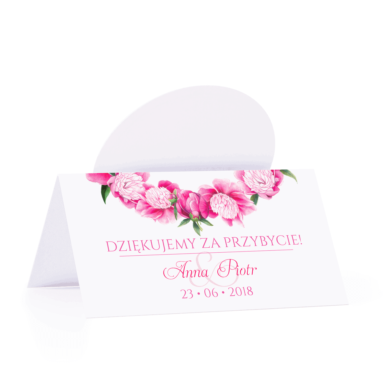 Winietka weselna motyw kwiatowy piwonie personalizacja