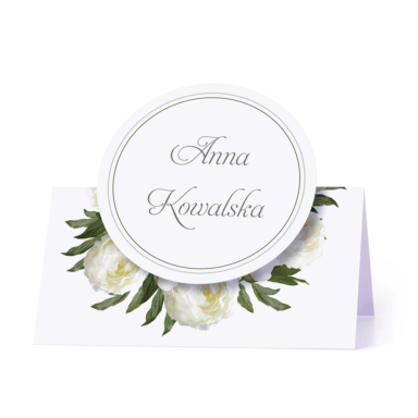 Winietka weselna motyw kwiatowy białe piwonie personalizacja