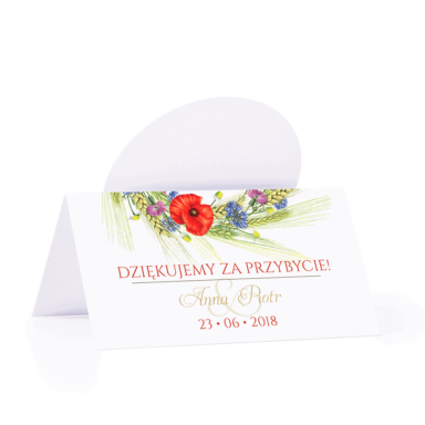 Winietka weselna na stół wizytówka kwiaty