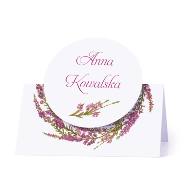 Winietka weselna motyw kwiatowy wrzos personalizacja