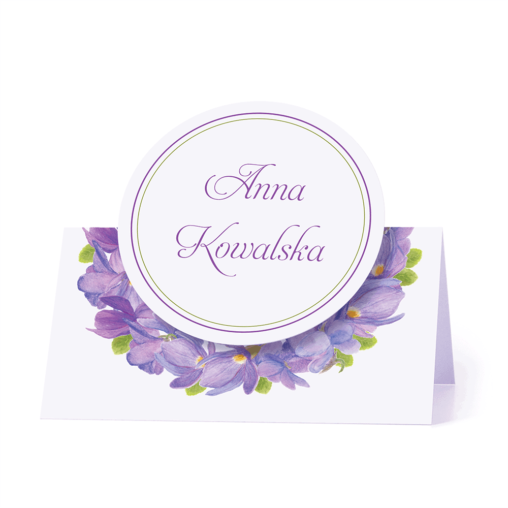 Winietka weselna motyw kwiatowy fiołki personalizacja