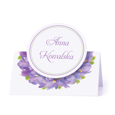Winietka weselna motyw kwiatowy fiołki personalizacja