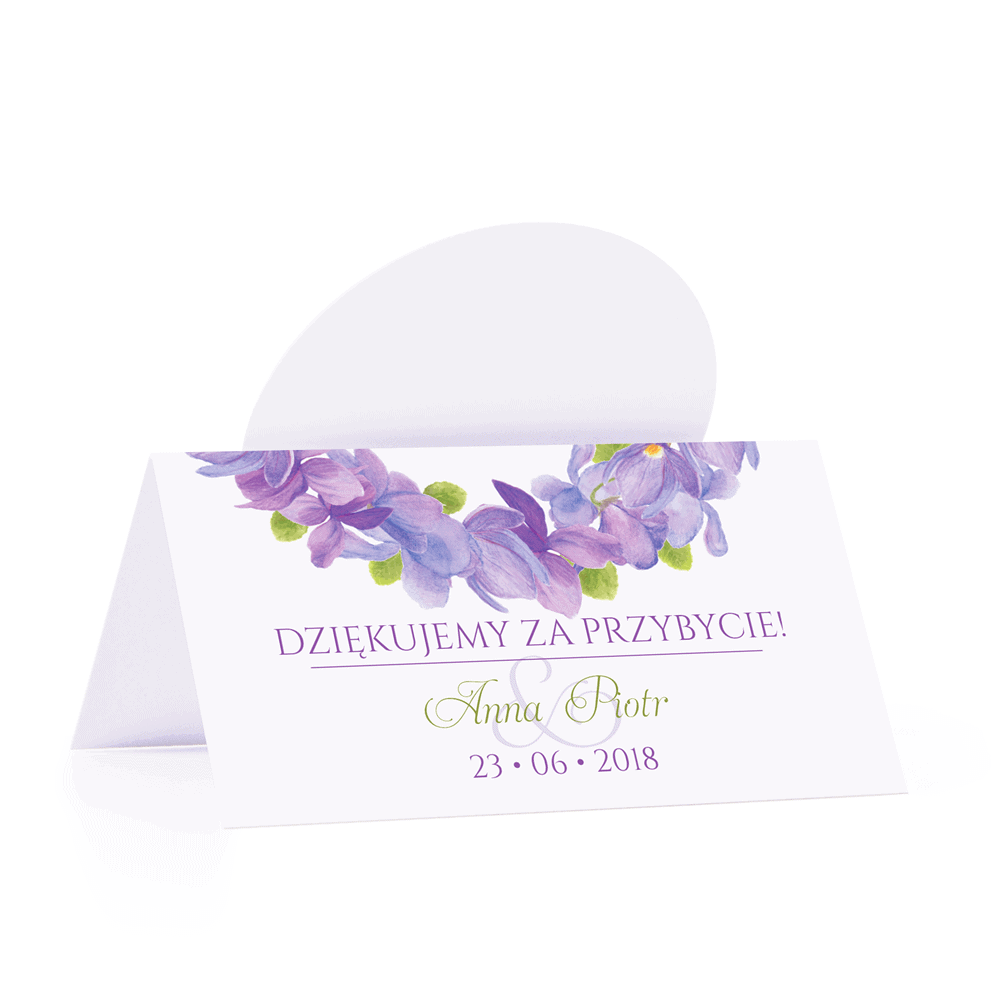 Winietka weselna motyw kwiatowy fiołki personalizacja