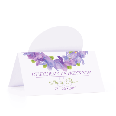 Winietka weselna motyw kwiatowy fiołki personalizacja