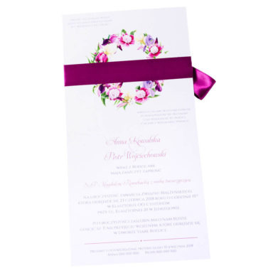 Eleganckie modne kwiatowe zaproszenia ślubne irysy