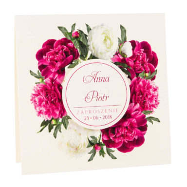 Eleganckie modne kwiatowe zaproszenia ślubne piwonie