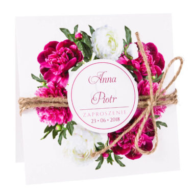 Eleganckie modne kwiatowe zaproszenia ślubne piwonie