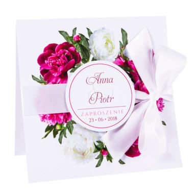 Eleganckie modne kwiatowe zaproszenia ślubne piwonie